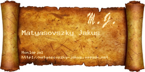 Matyasovszky Jakus névjegykártya